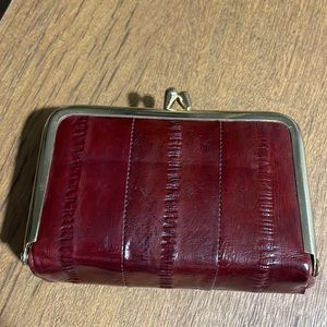 Genuine eel skin wallet. Red.small clutch.
